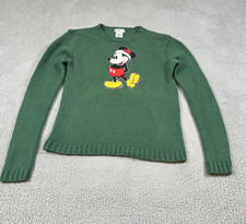 Disney Store Sweater Womens Medium Green Mickey Mouse Christmas Graphic Knit