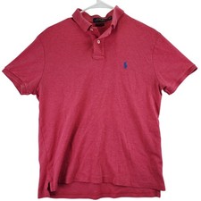 Polo Ralph Lauren Mens Custom Slim Fit Polo Shirt Pink Heather Blue Pony Size M