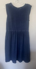 LOFT Dress Womens 6 Indigo Blue 100% Cotton Sleeveless Zip Up Tank Lightweight