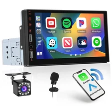 Single Din Car Stereo Wireless Carplay Android Auto, 7'' Touch Screen Car Rad...