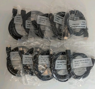 (10-Pack) HDMI 6FT CABLE 24K GOLD PLATED 4K TRIPLE SHIELD ARC Type A
