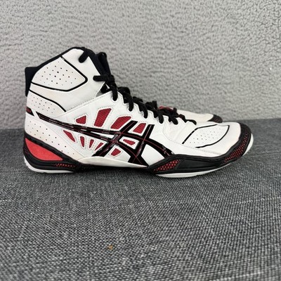 ASICS Dan Gable Ultimate 3 Mens 11.5 White Black Red Wrestling Shoes J305Y