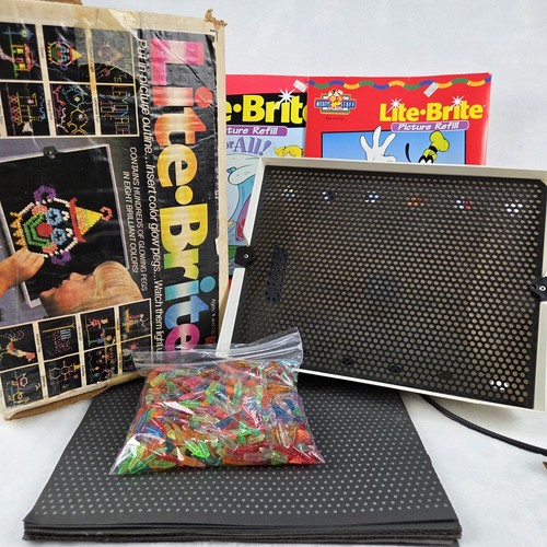 Vintage Lite Brite 90's Original Box Pegs, Refill Sheets Disney and Blank TESTED