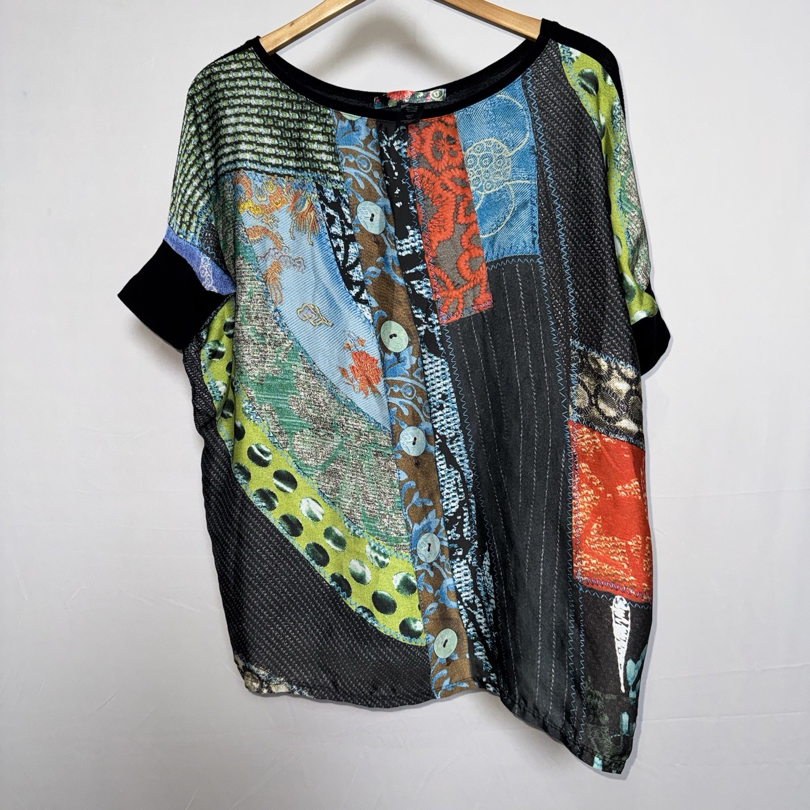 Desigual Multicolor Patchwork Brand Embroidered T… - image 1
