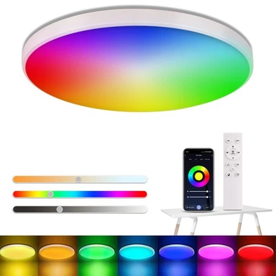 RGB LED Deckenleuchte mit Fernbedienung Dimmbar Deckenlampe Musik Schlafzimmer - Bild 1 von 4