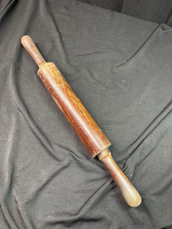Vintage Wooden Rolling Pin Hand Turned Hardwood Primitive Farmhouse Kitchen