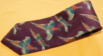 ROBERT TALBOTT BROWN/GREEN/YELLOW BIRDS MOTIF TIE - TIES - DESIGNER TIES.