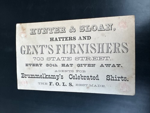 Tarjeta comercial Hunter & Sloan-Matrimonio F.O.L.S. Sombreros - S157 - Imagen 2 de 2