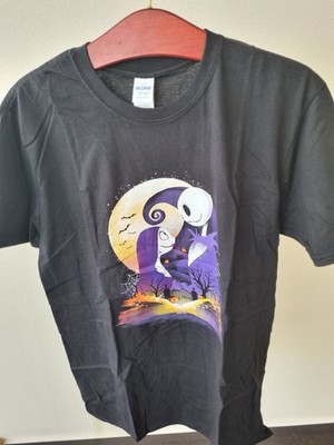 T-Shirt Jack und Sally Neu Schwarz Unisex Shirt Nightmare Before Christmas L