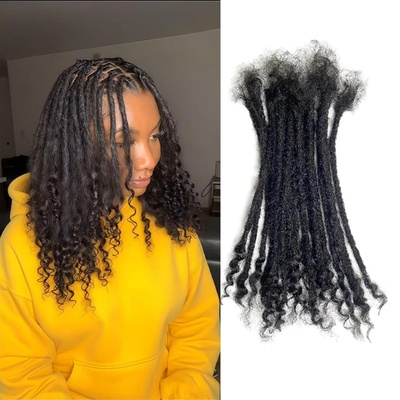 10 inch 30 Strands Loc Extensions Human Hair Curly Ends,0.4  display picture 1