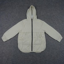 Zara Jacket Kids 8 White Hooded Mesh Lined Zip Windbreaker Lightweight Shell