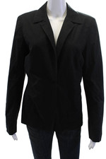 DKNY Women Black Collared Button Front Long Sleeve Blazer Size 12