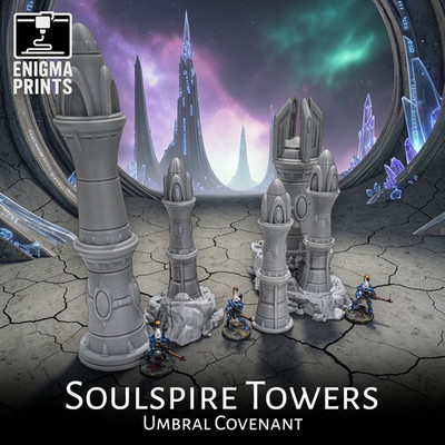 Soulspire Towers - 28mm 3D Printed Space Elf Sci-Fi Tabletop Wargaming Terrain