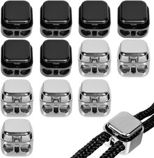 12 Pcs Cord Locks for Drawstrings, Double Hole Metal Cord Lock End Stopper Faste