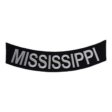 MISSISSIPPI Rocker Patch - 12" x 2.5" Large Black & Silver Biker Vest Jacket DIY