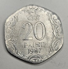 1987 India 20 Paise - Indian Coin - Calcutta Mint - World Coin - Aluminum 