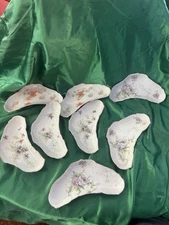 8 Vintage BONE Fish DISHES Made in Austria Floral