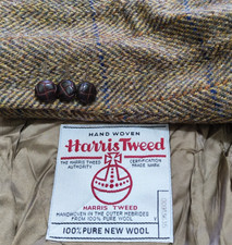 Vintage Harris Tweed handwoven pure wool Windowpane jacket blazer 48R 48L XL