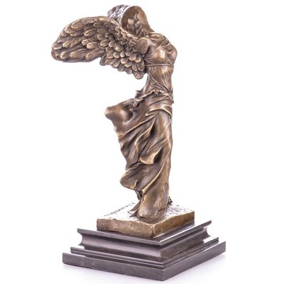 Bronze Sculpture of Nike of Samothrace on a marble base after Nick