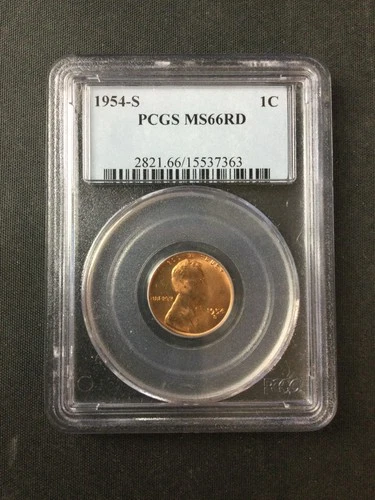 1954-S Lincoln Wheat Cent Penny PCGS MS66RD NO RESERVE!