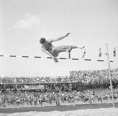 Athletics ECH 1954 Berne finals high jump Jaroslav Kovar 1950s Old Photo