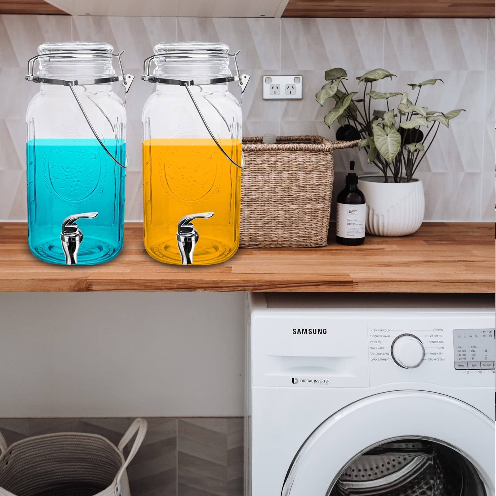 Eleganttime 1 Gallon Glass Drink Dispenser Set for Parties, Beverage & Juiceà...