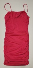 Shein Women Hot Pink Sexy Ruched Stretch Mini Bodycon Sleeveless Strappy PS