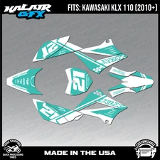 Graphics Kit for Kawasaki KLX110 KLX110R/RL (2010-2024) Enigma - Teal Shift