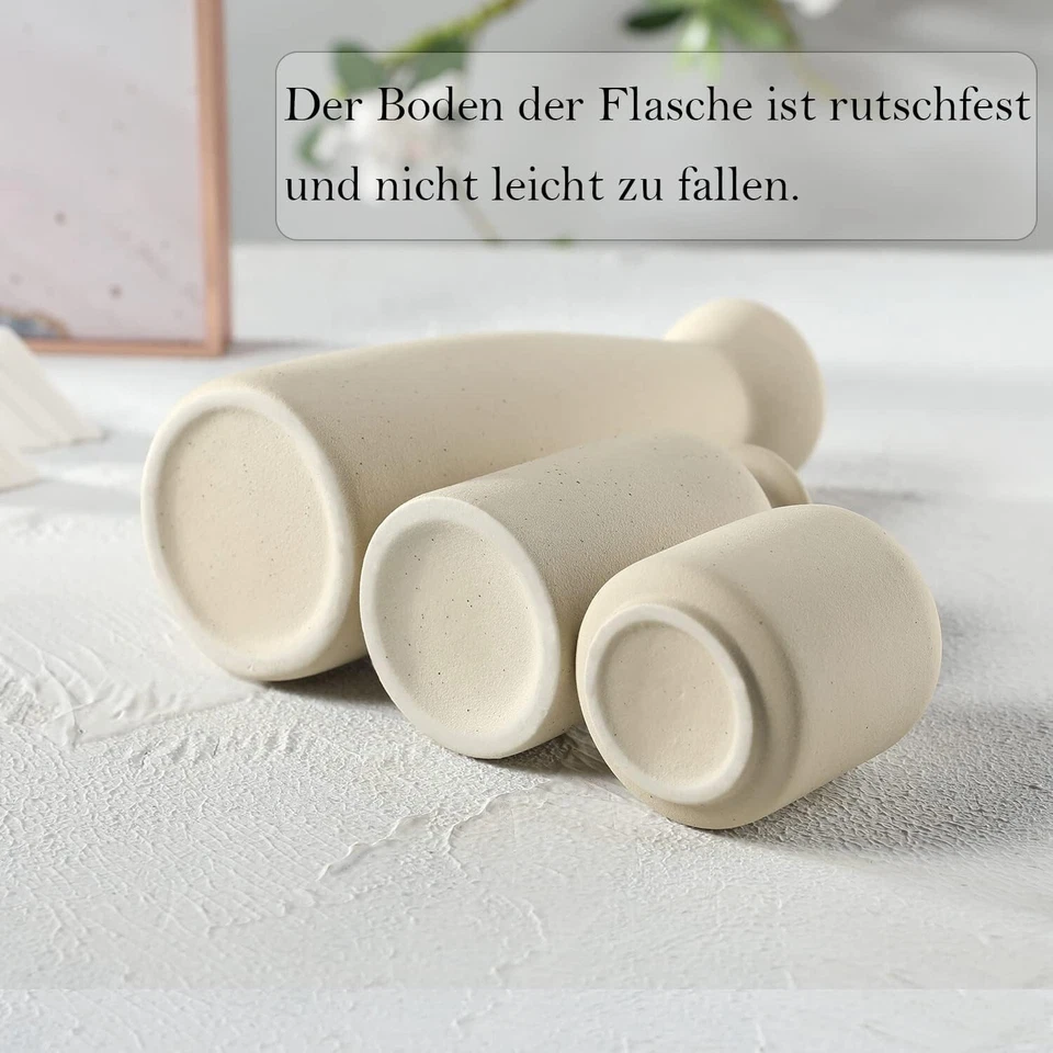 Vasen Keramik 3er Set Blumenvasen für Dekor Moderne Rustikale Dekoration B1144 - Bild 2 von 4