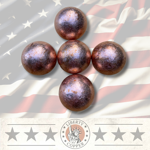 2" Copper Sphere, Ball - 100-ounce lot (5 Balls) .999 Fine Copper Bullion oz.