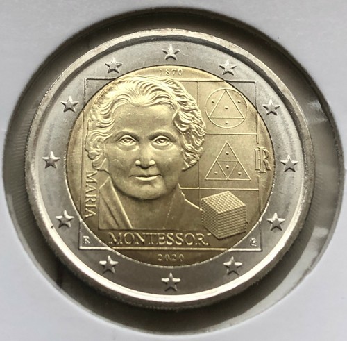 ITALIA 2020 MONETA 2 EURO FDC IPZS 150° NASCITA MARIA MONTESSORI da rotolino - 第 1/1 張圖片