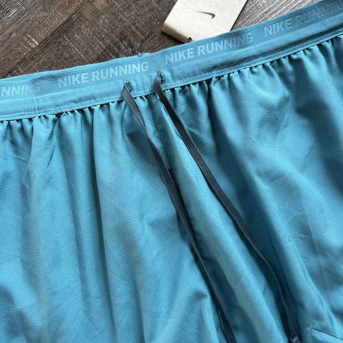 Nike Running Shorts 2XL Mens Stride Dri-FIT 7" Teal Green Brief Lined $55 - Picture 2 of 10