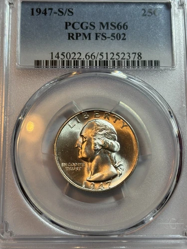 PCGS MS-66!!1947-S/S FS-502 WASHINGTON QUARTER