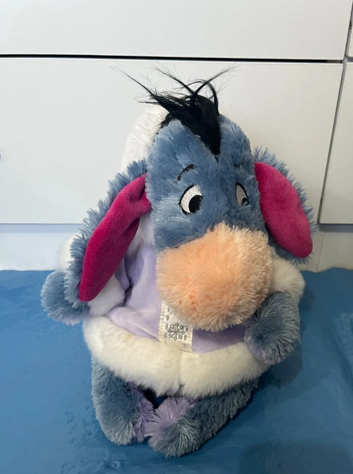 Disney Store Winnie the Pooh Eeyore in Purple Coat Winter Christmas Soft Toy 9" - Image 4 of 4