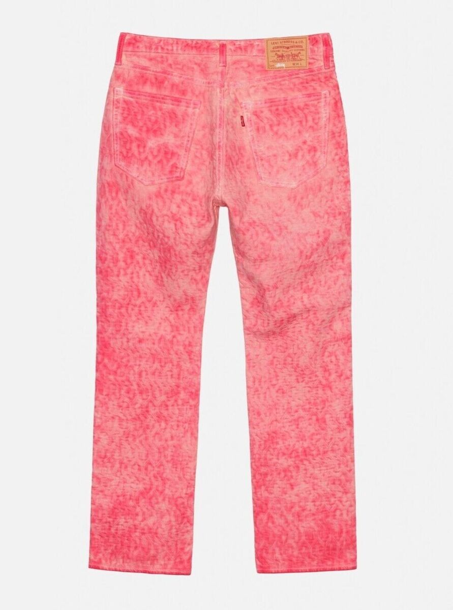 Stussy x Levi's Dyed Jacquard Trucker Jeans Black White Pink Stussy x Levi's Dyed Jacquard Trucker Jeans Black White Pink