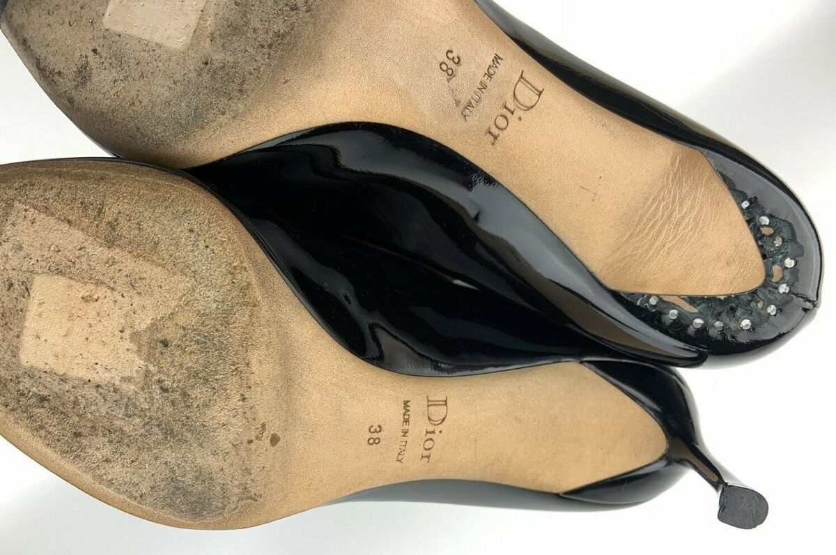 Christian Dior Women's Black Patent Leather Heels Shoes sz Christian Dior Women's Black Patent Leather Heels Shoes sz