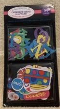 54 Pc Celebration Collection LETTERS & SHAPES Chipboard Scrapbook Stickers - NEW