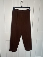 St John Collection Marie Gray Santana Knit Brown Straight Pants Womens Size 6
