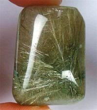 31x23x12mm Natural Green Rutilated Quartz Crystals Trapezoid Pendant BQ65569