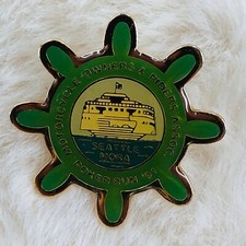 Vtg 1991 Seattle WA MORA Poker Run Motorcycle Owners Member Pin w/ Ferry Boat