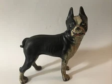 Antique Boston Terrier Bulldog Doorstop Cast Iron Original Paint HUBLEY-Style 