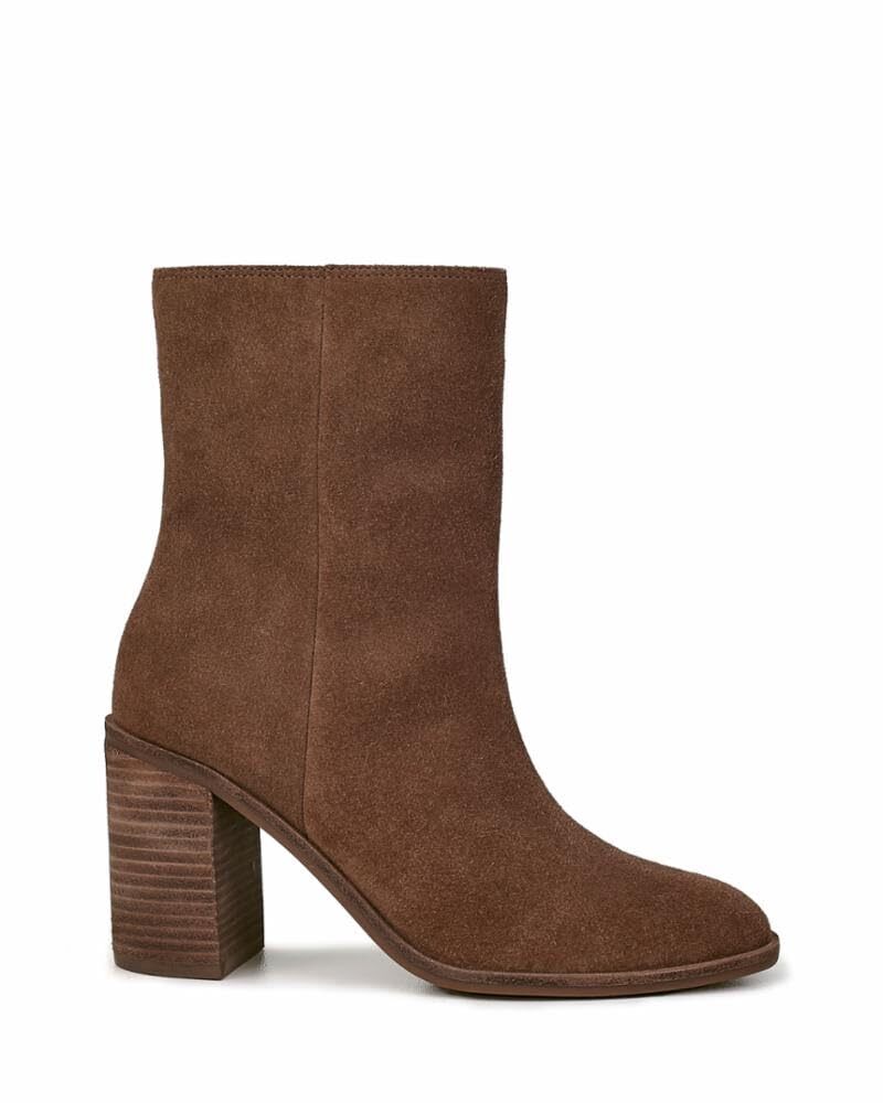 Lucky Brand Womens Pinlope Suede Block Heel Booties Brown 9.5 Medium (B,M)