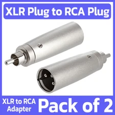 2 Pack 2-Pos XLR Male Plug to RCA Male Plug  Adapter Audio Cable Mic Converter