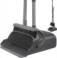 Broom and Dustpan Set for Home, Office, Indoor&Outdoor Sweeping, Stand up Broom 