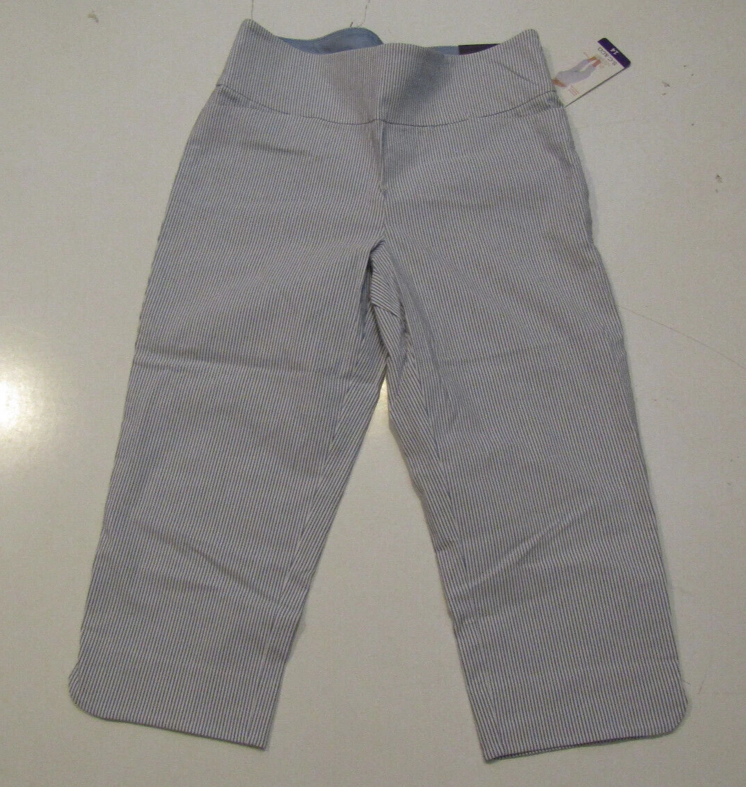 S.C. & CO. Blue Pinstripe 360 Tummy Control 22" Inseam Capris Sz 14 NWT Womens