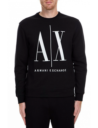 ARMANI EXCHANGE felpa uomo girocollo ax icon nera 8NZMPA | eBay