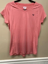 Aubrion Equestrian Performance Pink  V-Neck Tapered Short Sleeve Tee Shirt Sz M