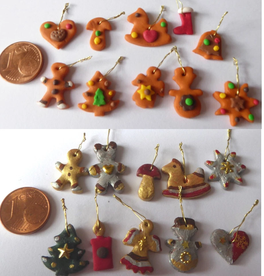 MARKENLOS 10x Weihnachten Christbaum Anhänger Lebkuchen Engel Puppenstube Miniatur 1:12