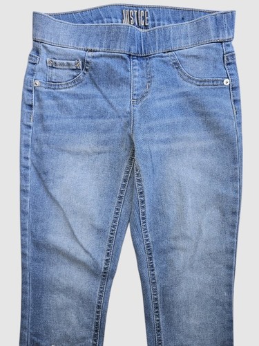 * JUSTICE Mid Rise Denim Jeans Leggings Girls Size 10 Rhinestone Embellished - Picture 3 of 5