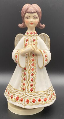 Vintage AES Sankyo Japan Christmas Musical Choir Girl Angel Figurine 7.5'' WORKS